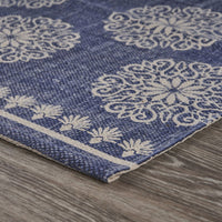2’ x 6’ Navy and Ivory Floral Motif Runner Rug