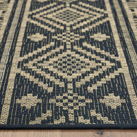 5’ x 8’ Black Geometric Indoor Outdoor Area Rug