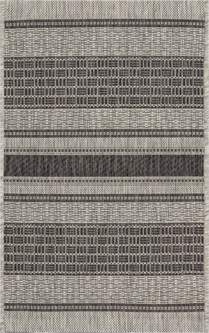 2’ x 3’ Monochrome Striped Indoor Outdoor Scatter Rug