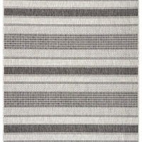 5’ x 8’ Monochrome Striped Indoor Outdoor Area Rug