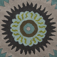 5’ Round Green Peacock Feather Area Rug