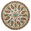 5’ Round Orange and White Paisley Area Rug