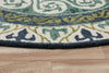 5’ Round Blue and Green Ornate Medallion Area Rug