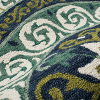 5’ Round Blue and Green Ornate Medallion Area Rug