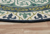 7’ Round Blue and Green Ornate Medallion Area Rug