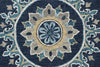 7’ Round Blue Floral Medallion Area Rug