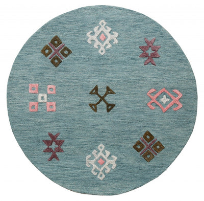 5’ Round Blue Minimal Design Area Rug