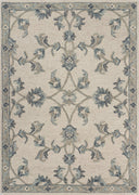 7’ x 9' Beige and Blue Filigree Area Rug