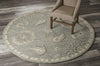 7’ Round Light Gray Floral Area Rug