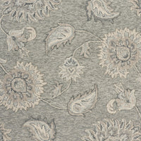 7’ Round Light Gray Floral Area Rug