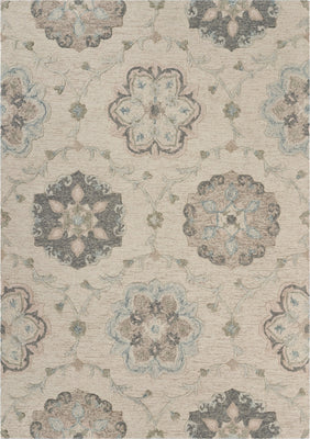 5’ x 7' Ivory Intricate Floral Area Rug