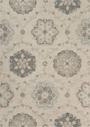 5’ x 7' Ivory Intricate Floral Area Rug
