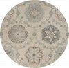 7’ Round Ivory Intricate Floral Area Rug