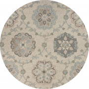 7’ Round Ivory Intricate Floral Area Rug