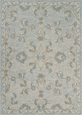 5’ x 7’ Blue and Cream Filigree Area Rug