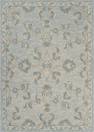 5’ x 7’ Blue and Cream Filigree Area Rug