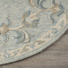 7’ Round Blue and Cream Filigree Area Rug