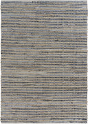 5’ x 7’ Blue and Beige Striped Area Rug