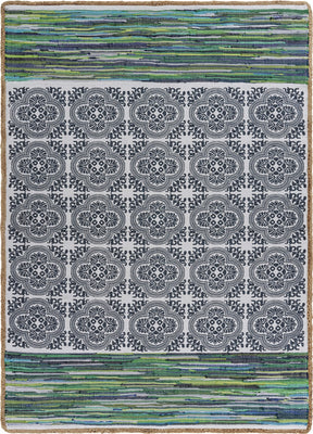 3’ x 5’ Blue and Green Chindi Area Rug