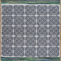 5’ x 7’ Blue and Green Chindi Area Rug