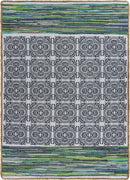 5’ x 7’ Blue and Green Chindi Area Rug