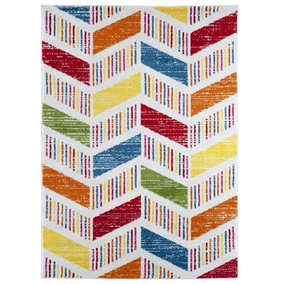 5’ x 7’ Colorful Herringbone Pattern Area Rug