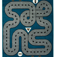 4’ x 6’ Navy Imaginative Racetrack Area Rug