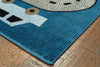 5’ Round Navy Imaginative Racetrack Area Rug