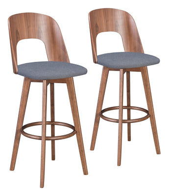 Anton Barstool (Set of 2) Walnut & Dark Gray