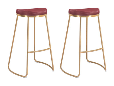 Bree Barstool (Set of 2) Burgundy & Gold