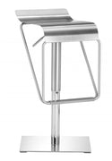 22" Silver Swivel Backless Bar Height Chair With Footrest