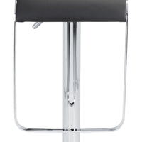 Modern Black Faux Leather and Chrome Adjustable Pedestal Barstool