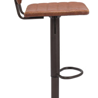 Modern Vintage Look Brown Faux Leather Adjustable Bar Chair