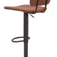 Modern Vintage Look Brown Faux Leather Adjustable Bar Chair