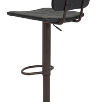 Modern Vintage Look Black Faux Leather Adjustable Bar Chair
