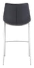 Set of Two Black Faux Leather and Steel Modern Stitch Bucket Bar Chairs