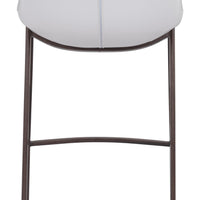 Gray Faux Leather and White Steel Modern Stitch Bucket Bar Chairs