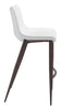 Gray Faux Leather and White Steel Modern Stitch Bucket Bar Chairs
