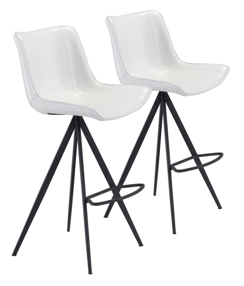 Aki Bar Chair (Set of 2) White &amp; Black