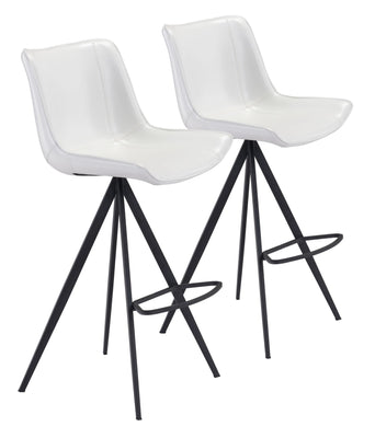 Aki Bar Chair (Set of 2) White & Black