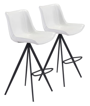 Aki Bar Chair (Set of 2) White &amp; Black