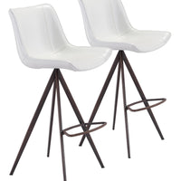 Aki Bar Chair (Set of 2) White &amp; Walnut