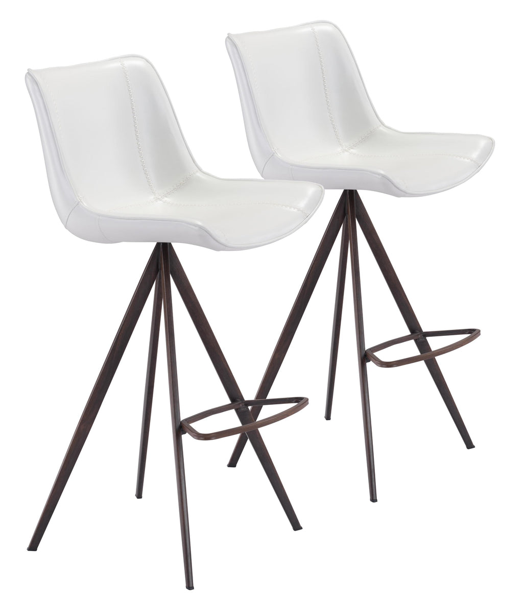 Aki Bar Chair (Set of 2) White &amp; Walnut