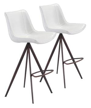 Aki Bar Chair (Set of 2) White &amp; Walnut