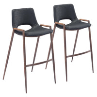 Set of Two Black Retro Modern Funk Bar Chairs