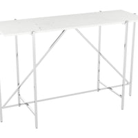 Titan Marble Console Table White &amp; Silver