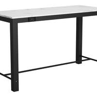 Dawson Faux Marble Bar Table White &amp; Matte Black