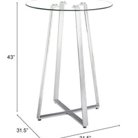 Mod Geo Chrome and Glass Round Bistro Dining Table