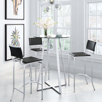 Mod Geo Chrome and Glass Round Bistro Dining Table