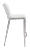 Set of Two White Faux Leather and Silver Mod Ergo Counter Chairs
